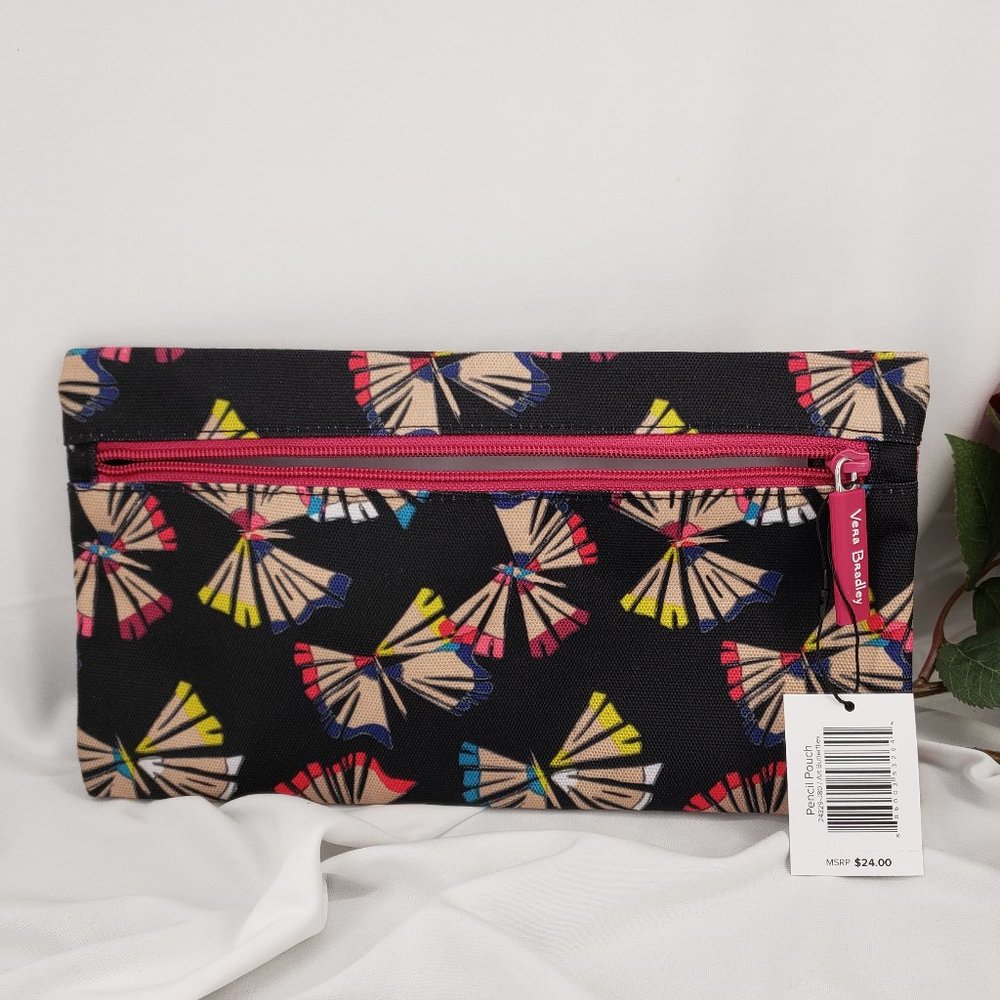 Vera Bradley Pencil Pouch in Art Butterflies NWT - Picture 2 of 4